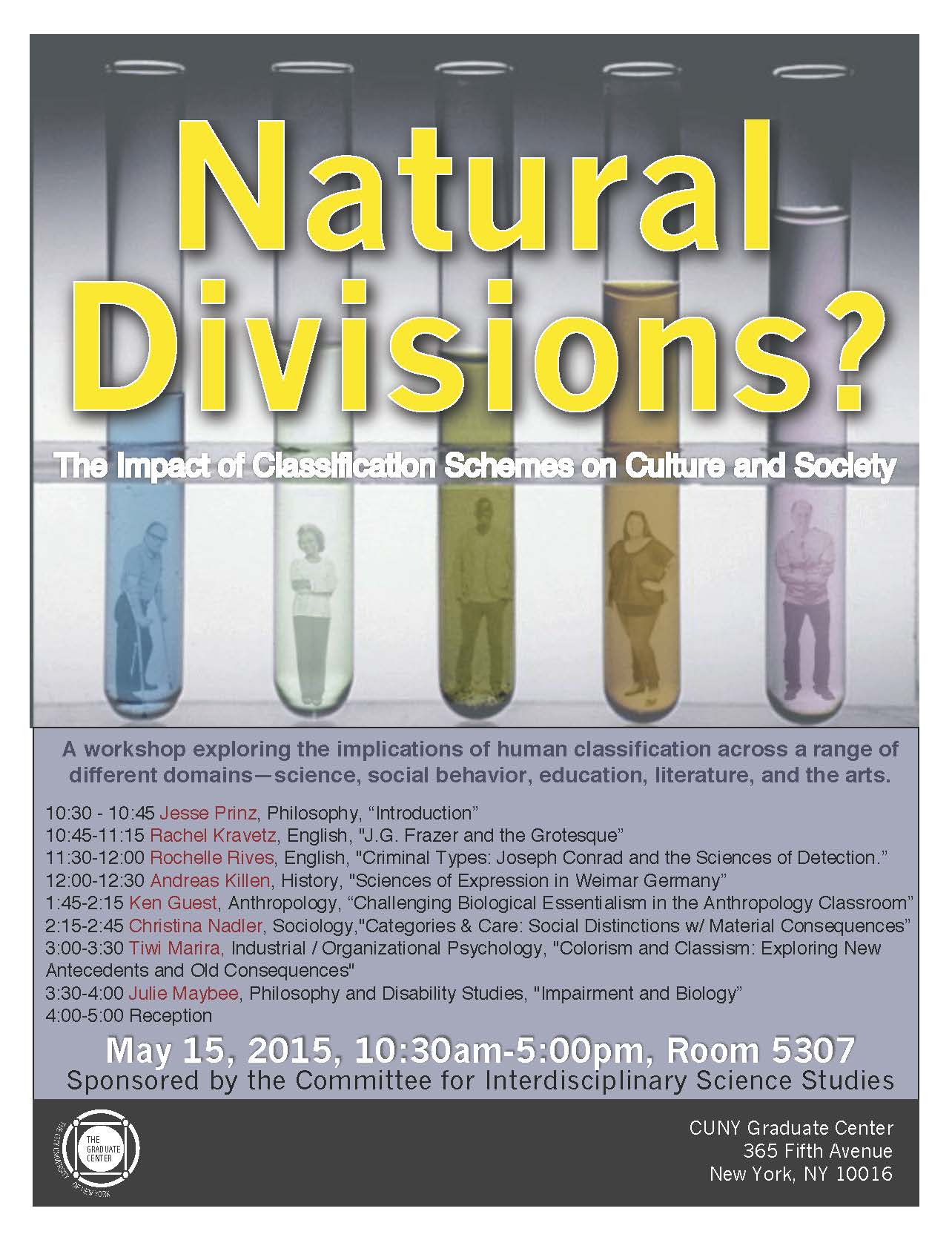 Friday, May 15th – Natural Divisions? The Impact of Classification Schemes on Culture and Society: workshop